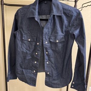 GAP Dark Blue Jean Shirt Pearl Snap XS